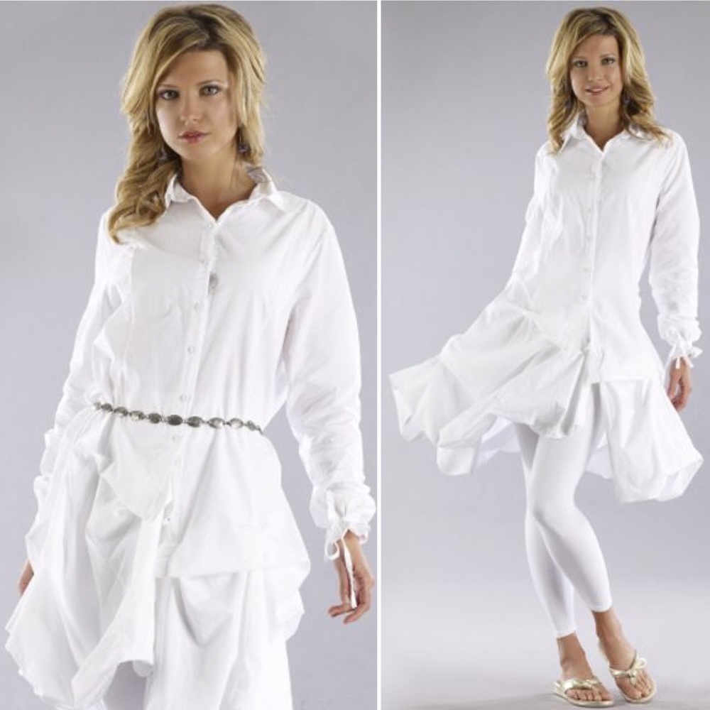 Luna Luz Button Up Poof Tunic Dress